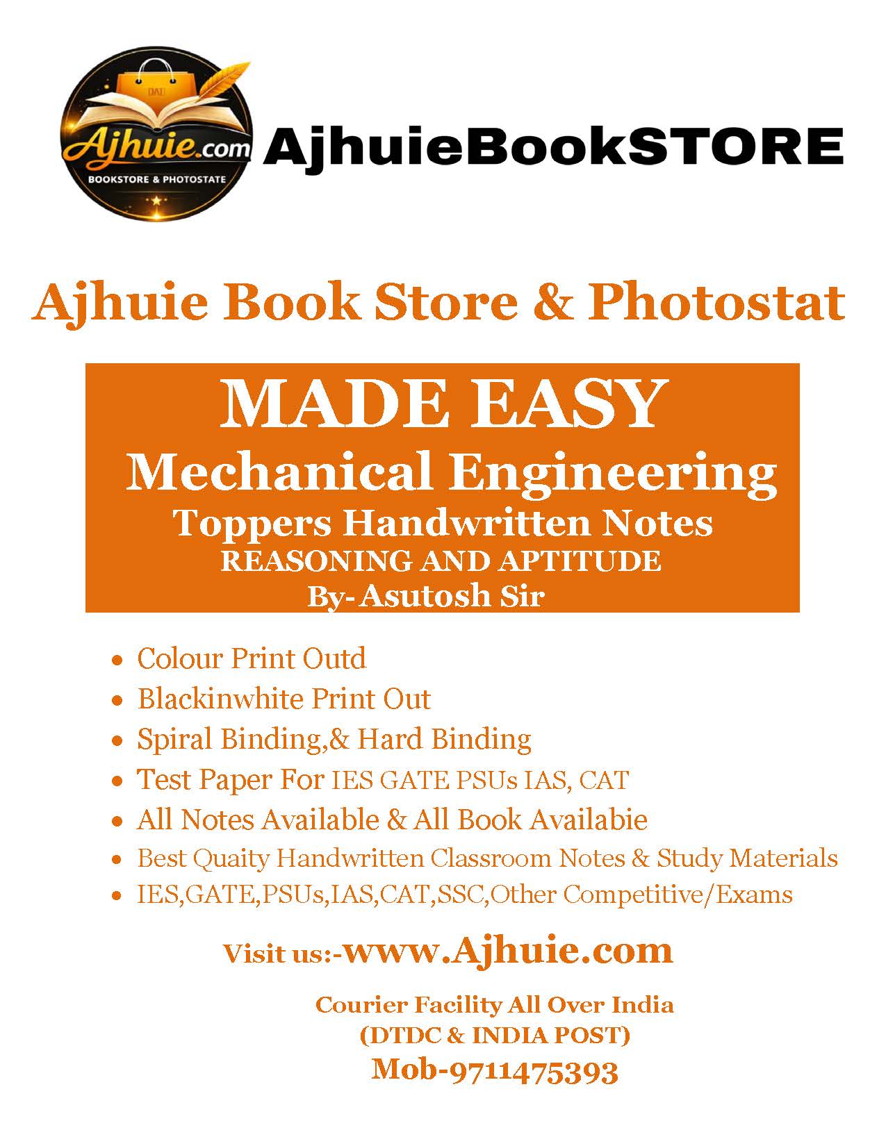 ESE GATE PSUs HANDWRITTEN NOTES REASONING AND APTITUDE MADE EASY By ASUTOSH SIR