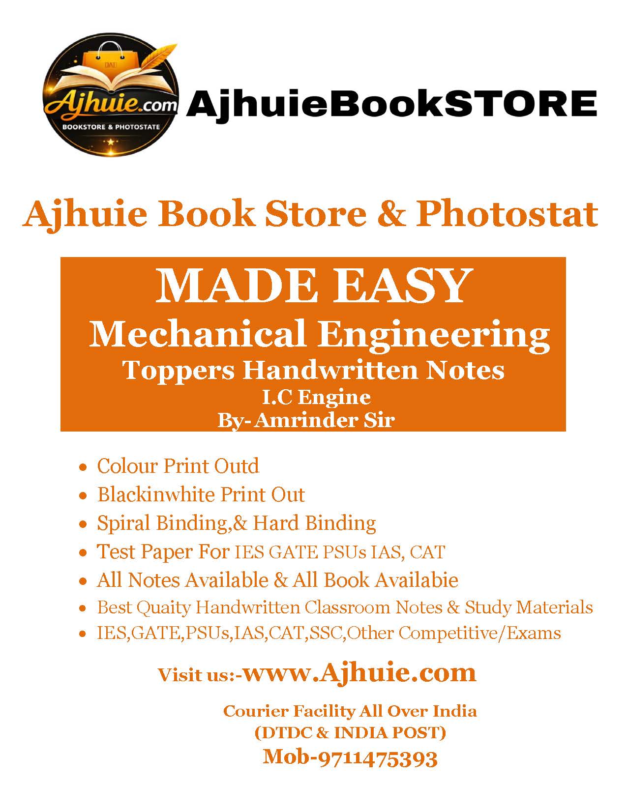 I.C Engine ( By- Amrinder Sir Made Easy Mechanical Engineering Handwritten Notes