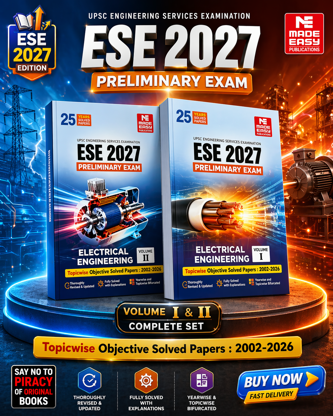 ESE 2027: Preliminary Exam: Electrical Engineering Objective Solved Paper Vol-1 Vol -2 Made Easy